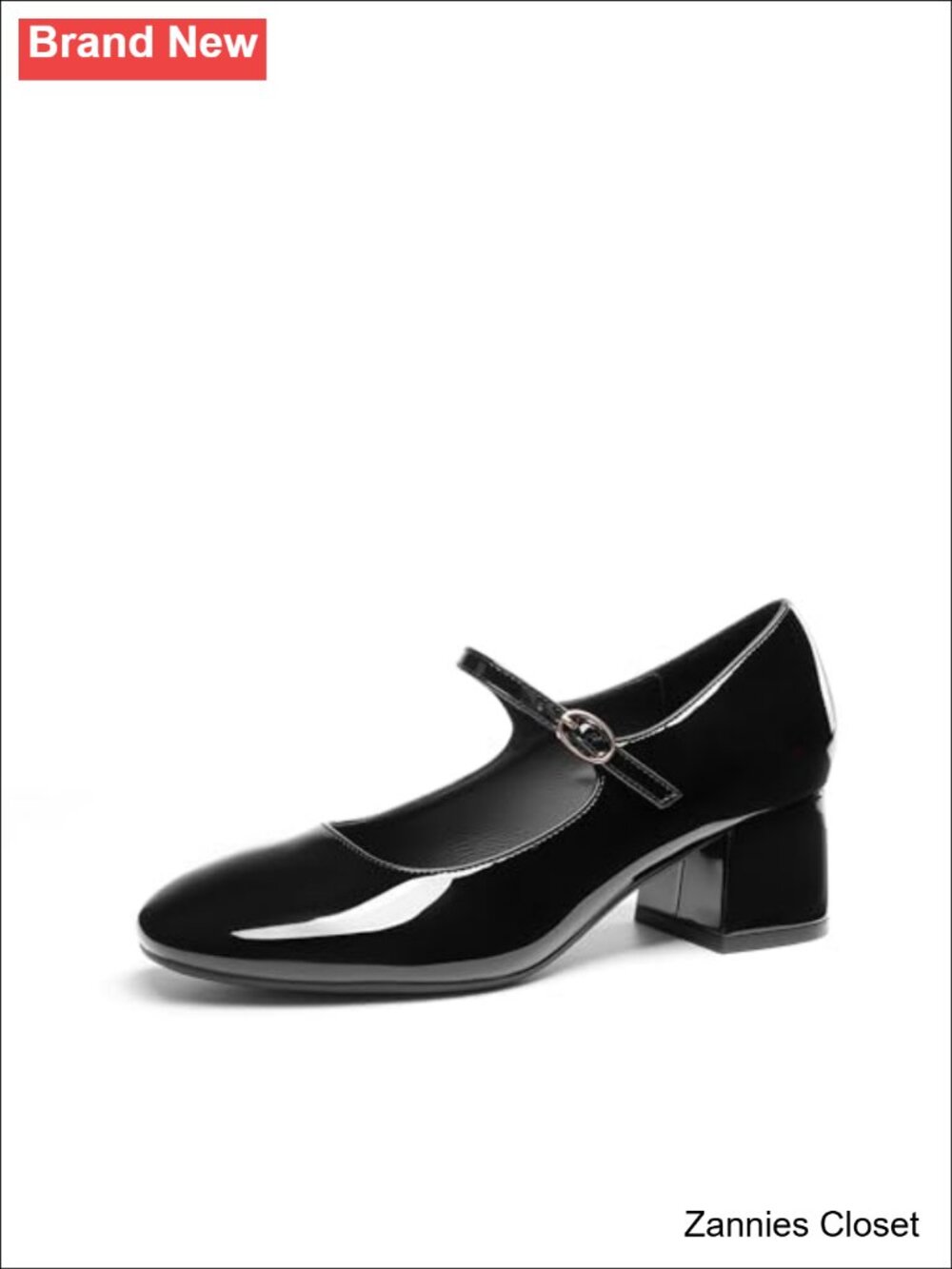 ✨ Mary Jane Shoes Low Chunky Block Heel Pumps Rounded Square Toe Faux Leather